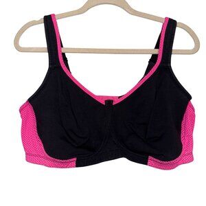 Catherines Intimates Black & Pink Sports Bra 48D Mesh Back Supportive Design